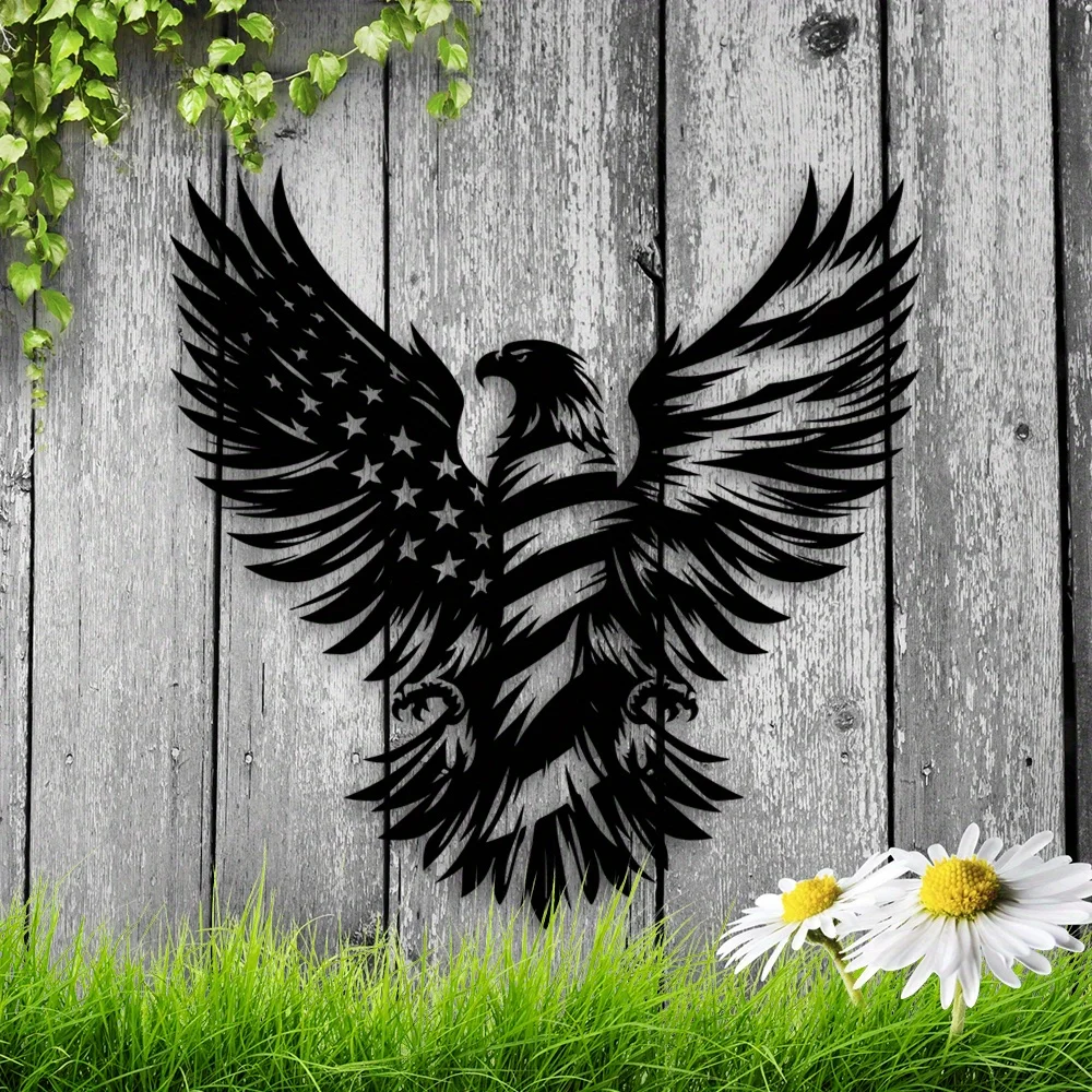 CIFBUY Metal Wall Art USA Flag Eagle Hanging Laser Cut Decor Indoor Outdoor Patriotic Gift
