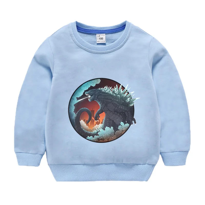 Godzilla Sweatshirt Cotton Long Sleeve Clothes Boys Tops Clothes Cool Children O-neck Sweatshirts High Quality Birthday Gifts