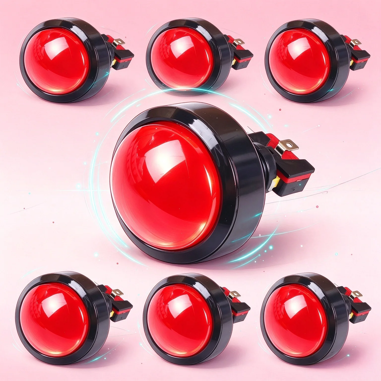 60mm Dome Shaped Arcade Game Machine Parts Momentary 12V LED Illuminated Arcade Switch Push Button