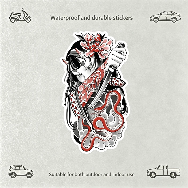 Japanese Style Snake Katana Car Sticker Waterproof Durable Vinyl Decal