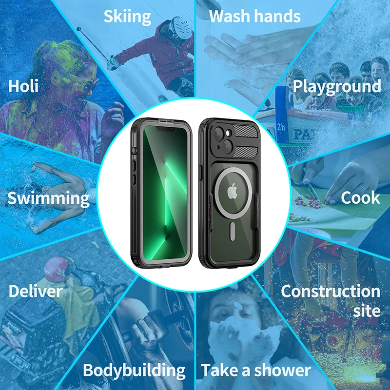 Latest Mars Magnetic Charging IP68 Waterproof Case For iPhone 14 Pro Max Plus Dropproof Cover Diving Swim Outdoor Sports Climb