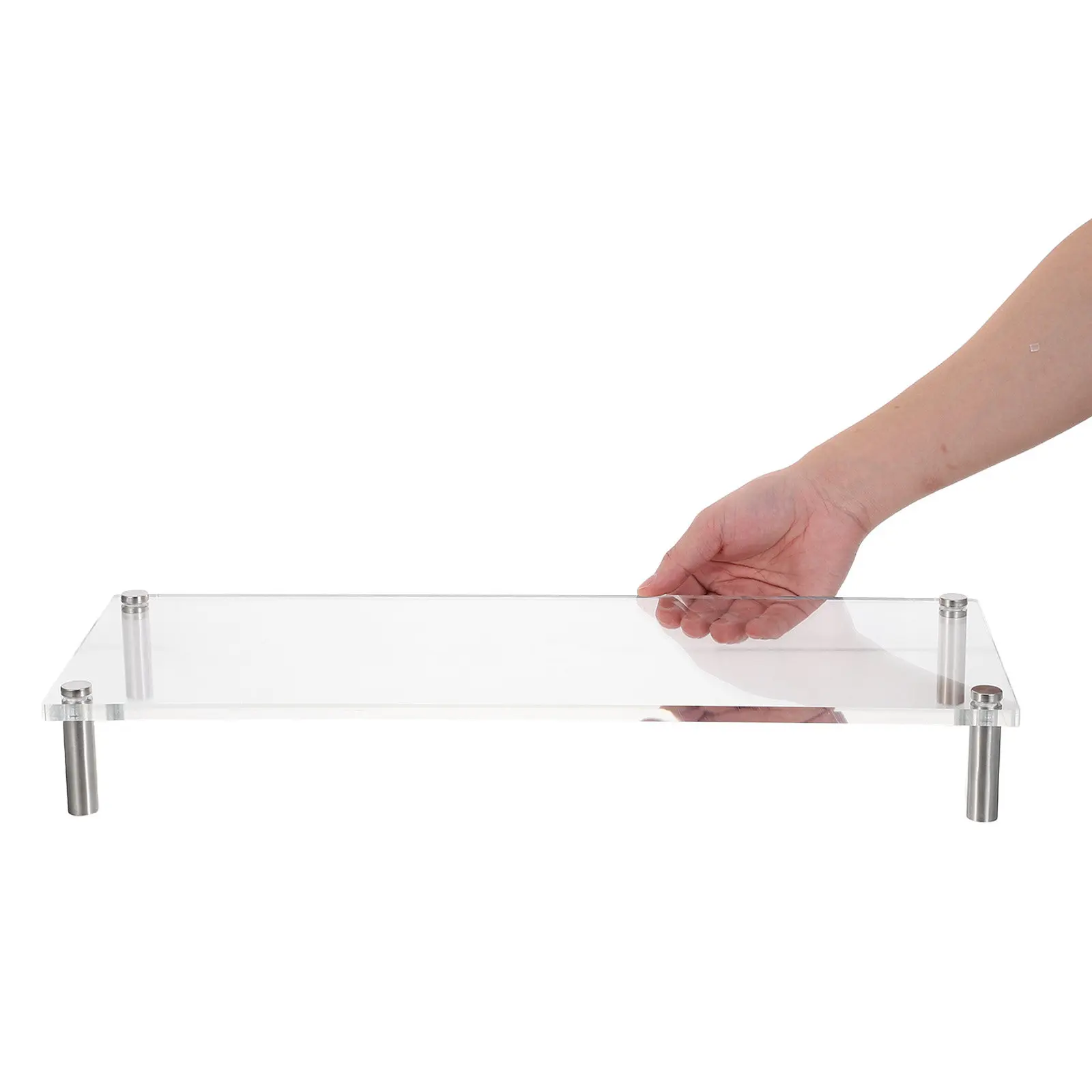 

Transparent Acrylic Monitor Stand Riser 50x20cm Slim Computer Desk Elevator for Home Office Space Saving Stable Platform