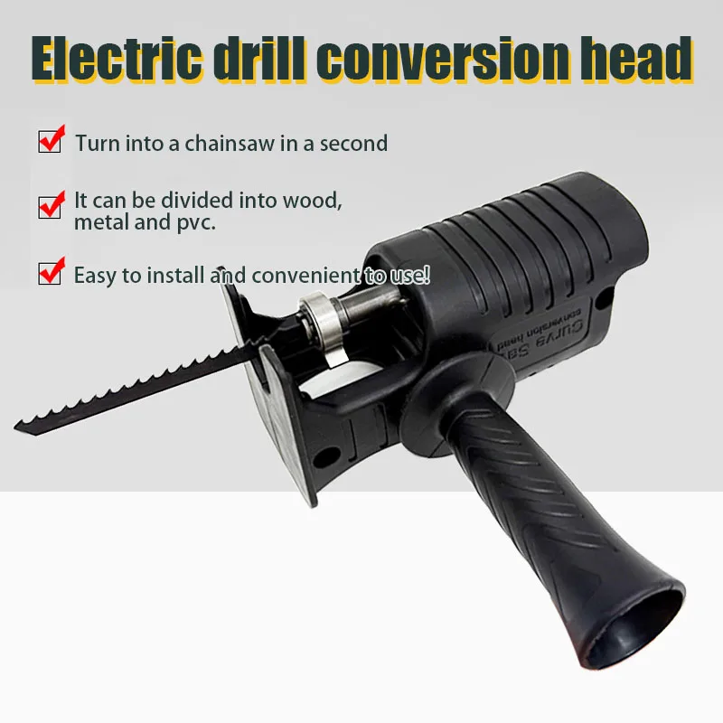 An adapter that can turn an electric drill into an electric saw. It is easy to install and convenient to use