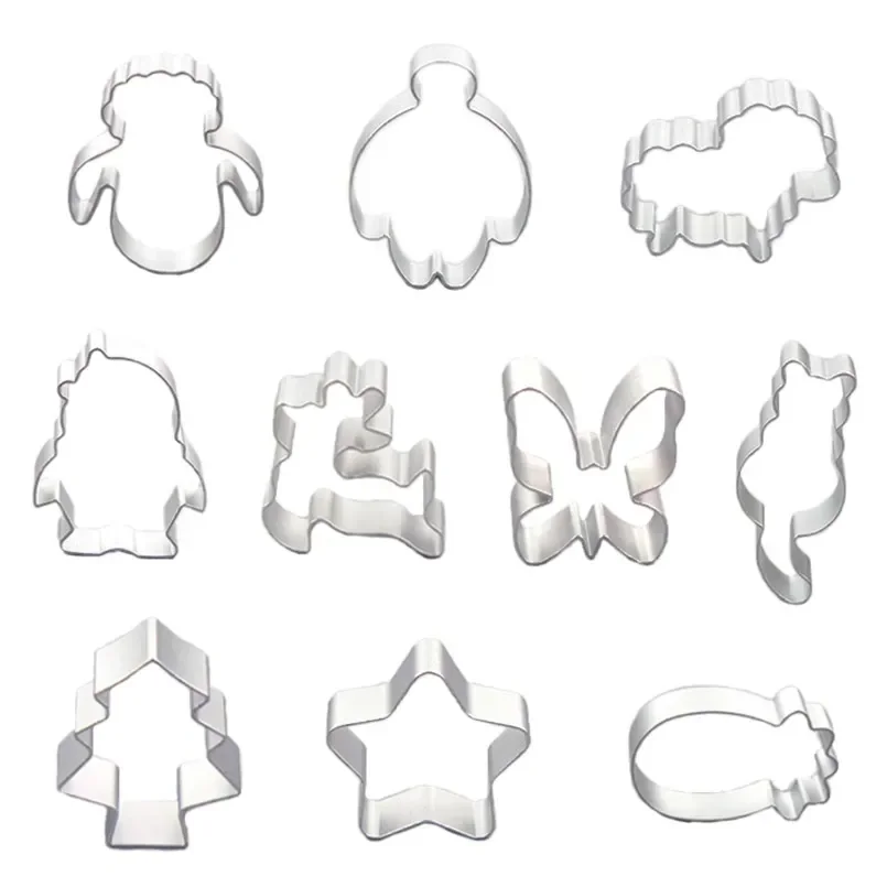 

Aluminium Alloy Cake Cookie Cutter Tools,Radish Warm Male Sheep Robot Penguin Long Tailed Cat Tree Lucky Star Butterfly Deer