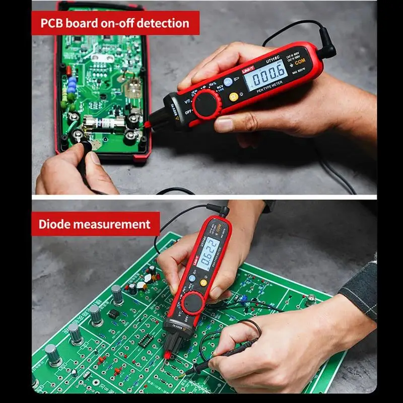 Imagem -06 - Pen tipo Multímetro Digitais 6000 Contagens Tensão ac dc Capacitância de Resistência Diodo de Freqüência ef Ncv Multi Tester Uni-t-ut118c