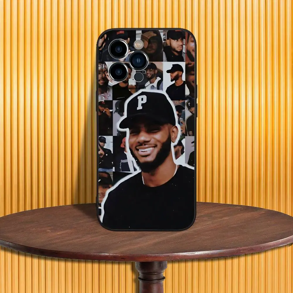 حافظة هاتف B-Bryson Tiller لهاتف iPhone 16,15,14,13,12,11,Pro,Max,Plus,X,XS,SE4,E,Mini,Soft Black Case
