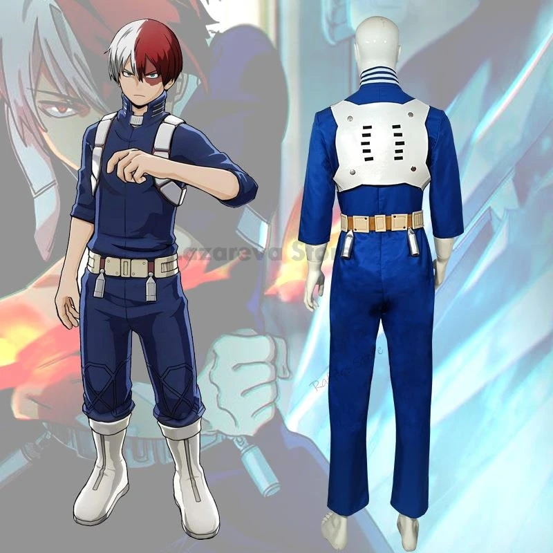 Anime Hero Shoto Todoroki Shoto Boku no uomo donna Costume Cosplay Top pantaloni cintura Halloween Academia parrucca XS-XXXL