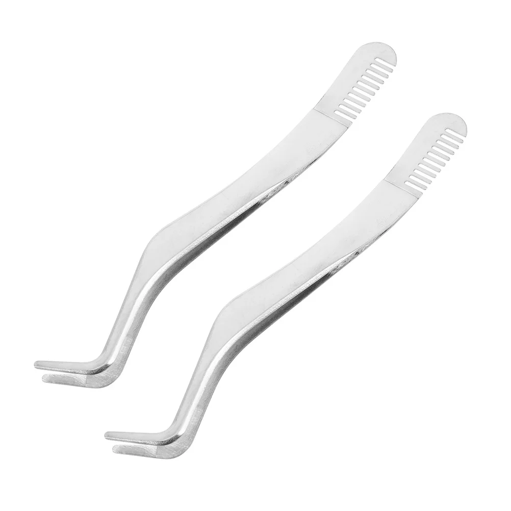 

2 Pcs Curved Tweezers for Women Eye Lash with Comb Eyelash Cluster Extensions Tool False