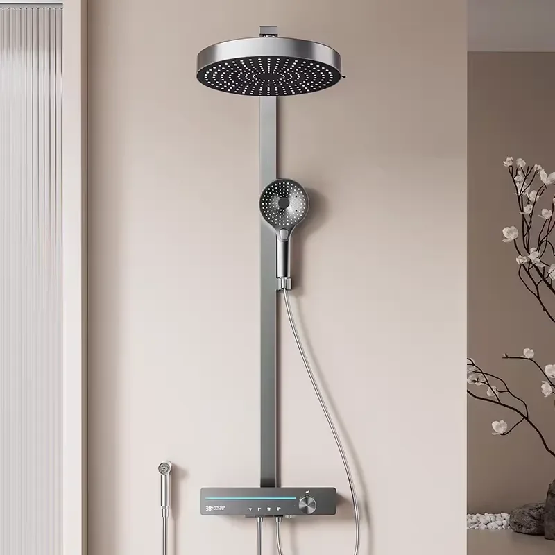 Hotel-Grade Chrome LED Thermostatic Shower System Single-Handle Bath Shower Faucets Soft Rain Massage Jet Made Ceramic view 5
