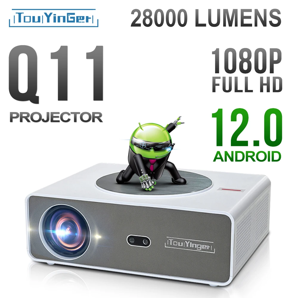 Touyinger Q11 LED Projector 28000 Lumens Full HD. Q11W Android Support 4K Projector Home Theater 5G Beamer 200inch TV Screen