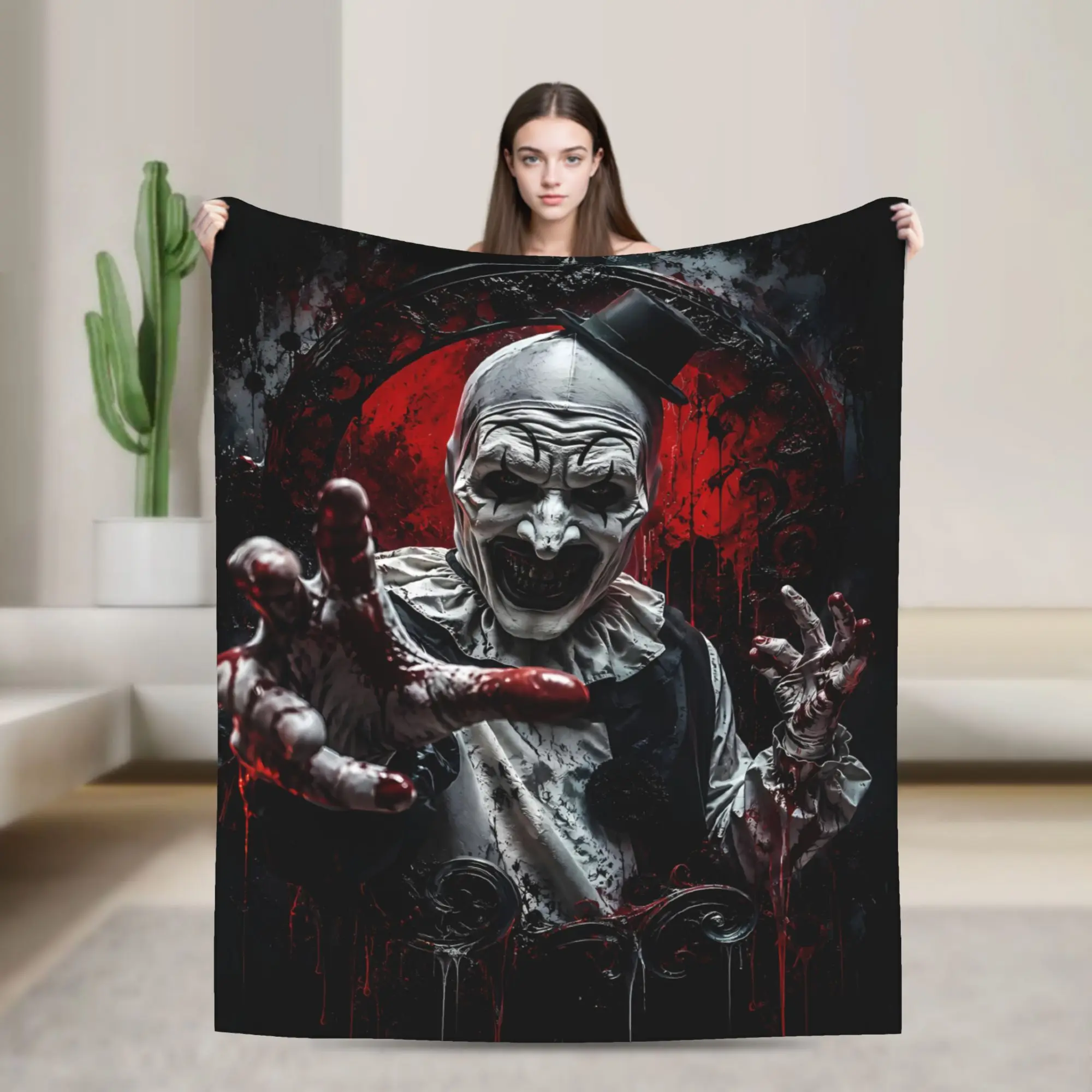 Super Soft BlanketChildren Travel Terrifier Movie Throw Blanket  Flannel Bedspread For Outdoor Novelty Sofa Bed Cover