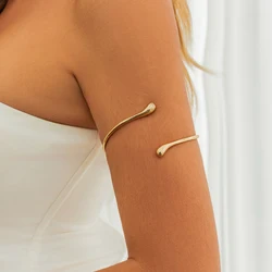 IngeSight Z Simple Metal Water Drop Open Upper Arm Bracelet Fashion Smooth Metal Arm Bracelet Women's Aesthetic Vintage Jewelry