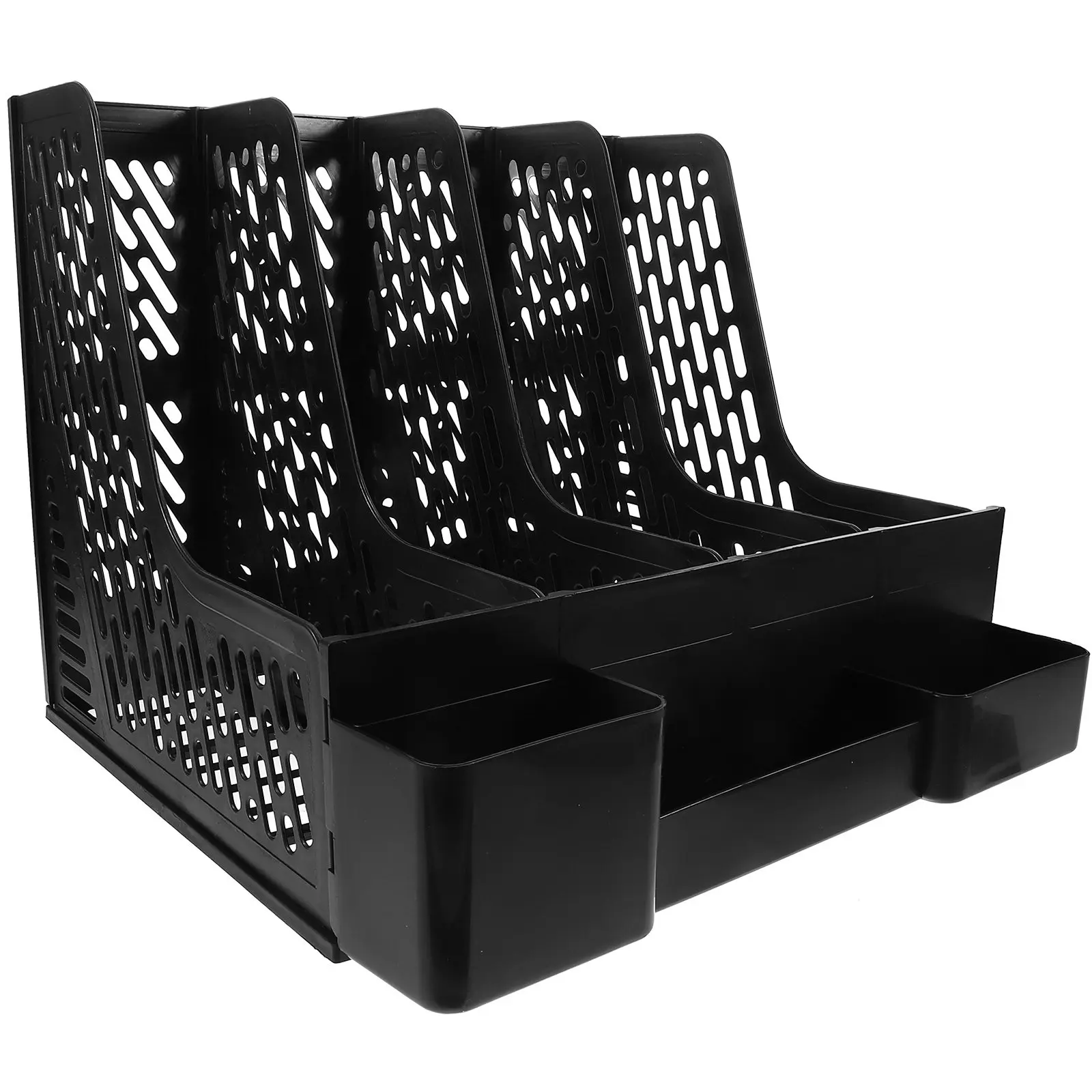 

1Set Desktop File Organizer Modern Document Storage Rack for Office Study with Multi-Grid Plastic Cubbyhole File Stand