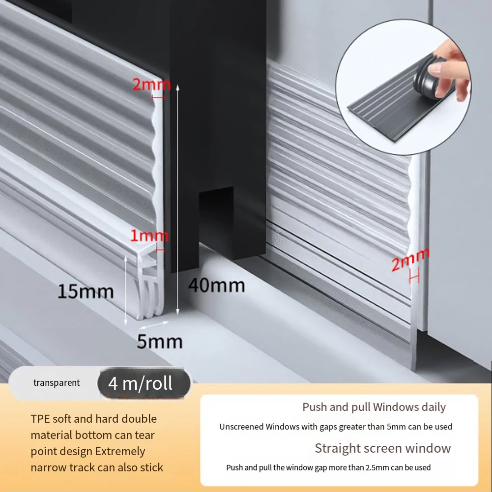 Easy Installation Strip Soundproof Sealing Air-tight Isolation Anti-slip Patterns Compression Resistance Transparent