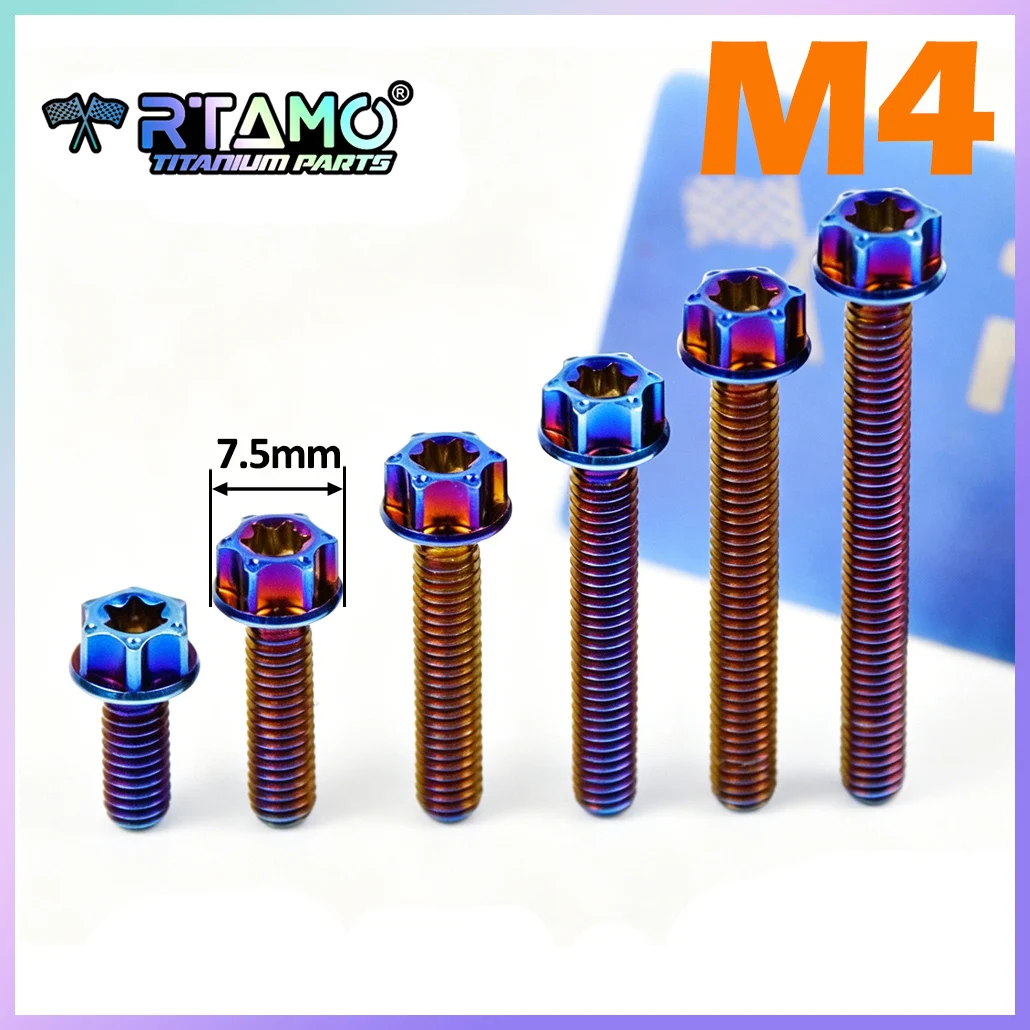 RTAMO Gr5 Titanium Bolts M4X10/15/20/25/30/35 Torx Head Screw Bicycle Motorcycle Screws (1PC)