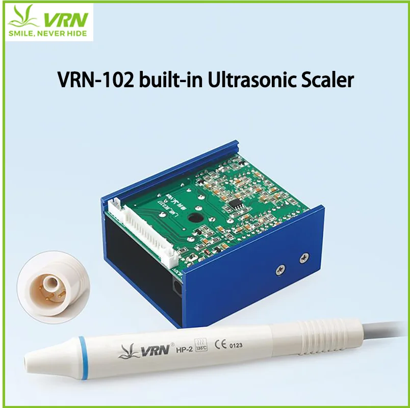 VRN I02 is a Built-in Ultrasonic Scaler Including Five Scaler Nozzles Suction Head and Nozzles for EMS and WOODPECKER Descalers