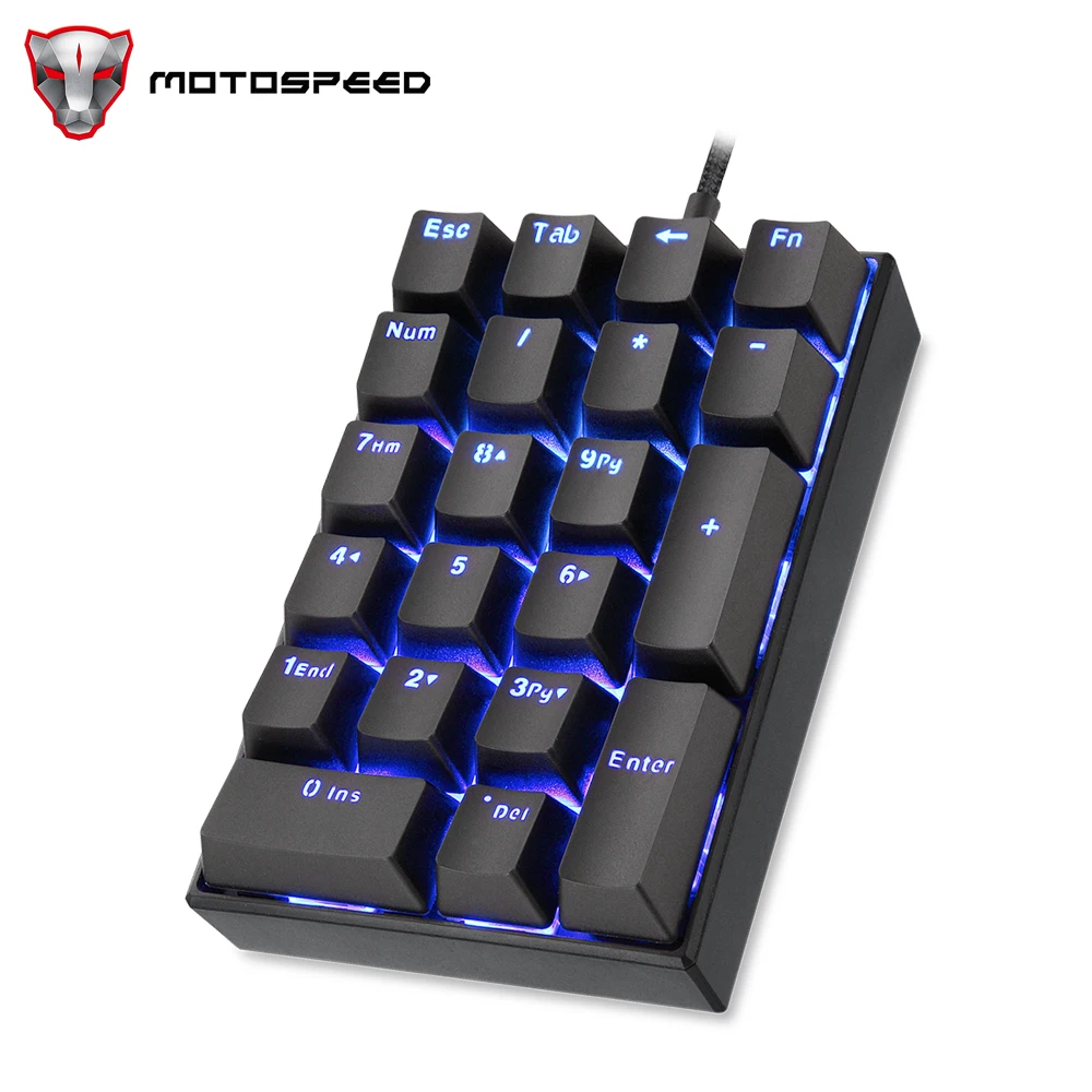 Motospeed K23 Mechanical Numeric Keypad USB Wired Numpad LED Backlight Gaming Keyboard Red Switch Extended Layout For PC Laptops