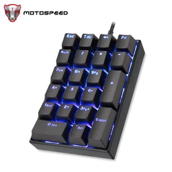 Motospeed K23 Mechanical Numeric Keypad USB Wired Numpad LED Backlight Gaming Keyboard Red Switch Extended Layout For PC Laptops