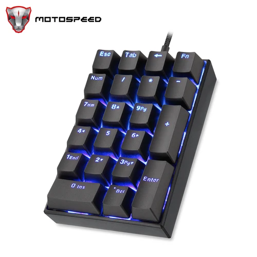 Imagen 1 del producto Motospeed-teclado numérico mecánico K23, teclado numérico con cable USB, retroiluminación LED, teclado para juegos, interruptor rojo, diseño extendido para ordenadores portátiles