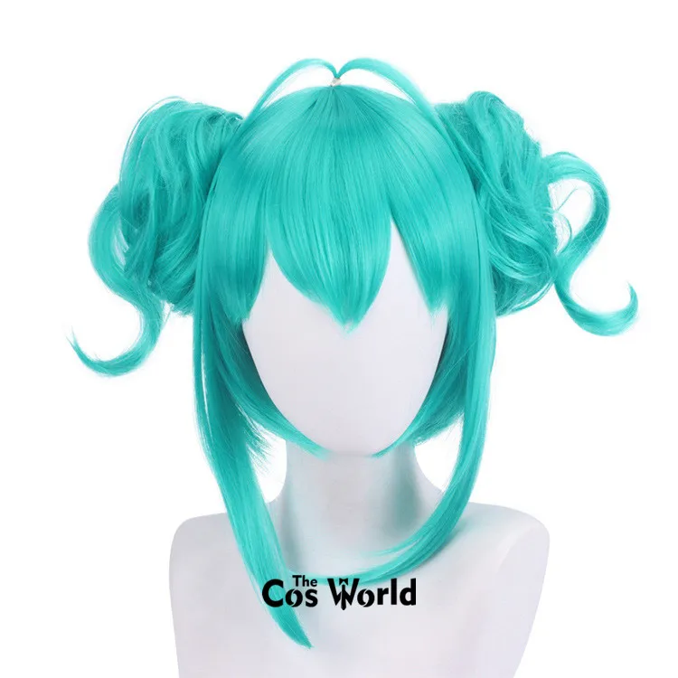 VOCALOID 미쿠 흰 토끼 토끼 50cm 긴 곱슬 할로윈 애니메이션 코스프레 가발 합성 머리 + 가발 모자