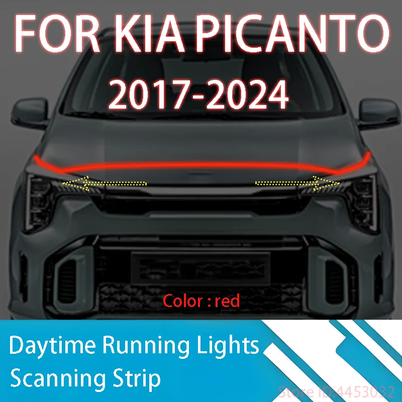 

FOR Kia PICANTO 2017-2024 New upgrade LED Daytime Running Light Scan Starting Car Hood DRL Guide Decorative Ambient Lamp 12V