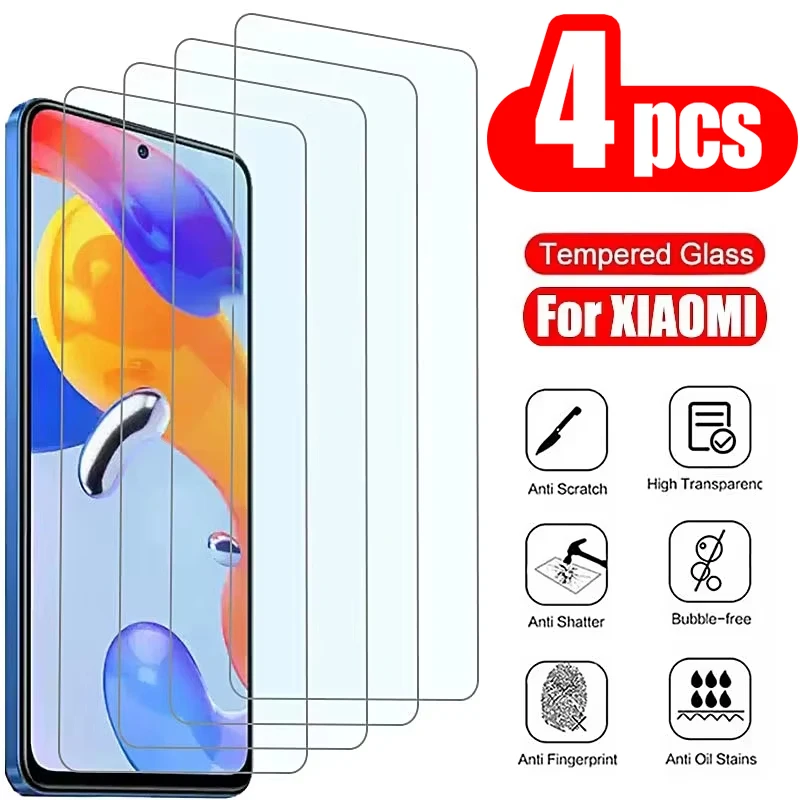 

4Pcs HD Screen Protector For Xiaomi Redmi 15C 15 14C 10C 12C 13C K40 K70 12 13 Glass Redmi Note 15 Pro 14 13 12 11 10 9 Pro 9S