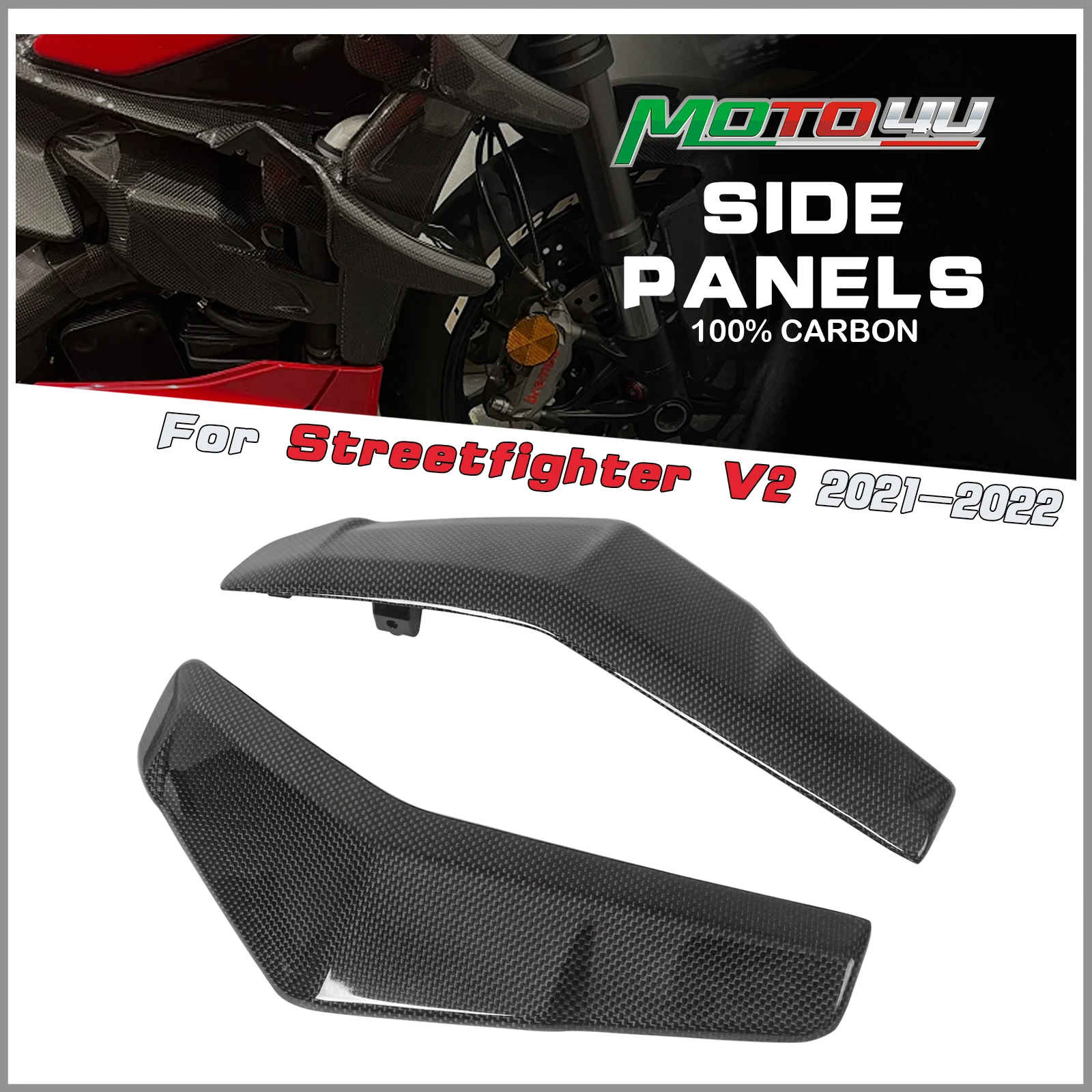 

For Ducati Streetfighter V2 2021-2022 Real Carbon Fiber Side Panels Fairing Front Side Cover Motorcycle Modification