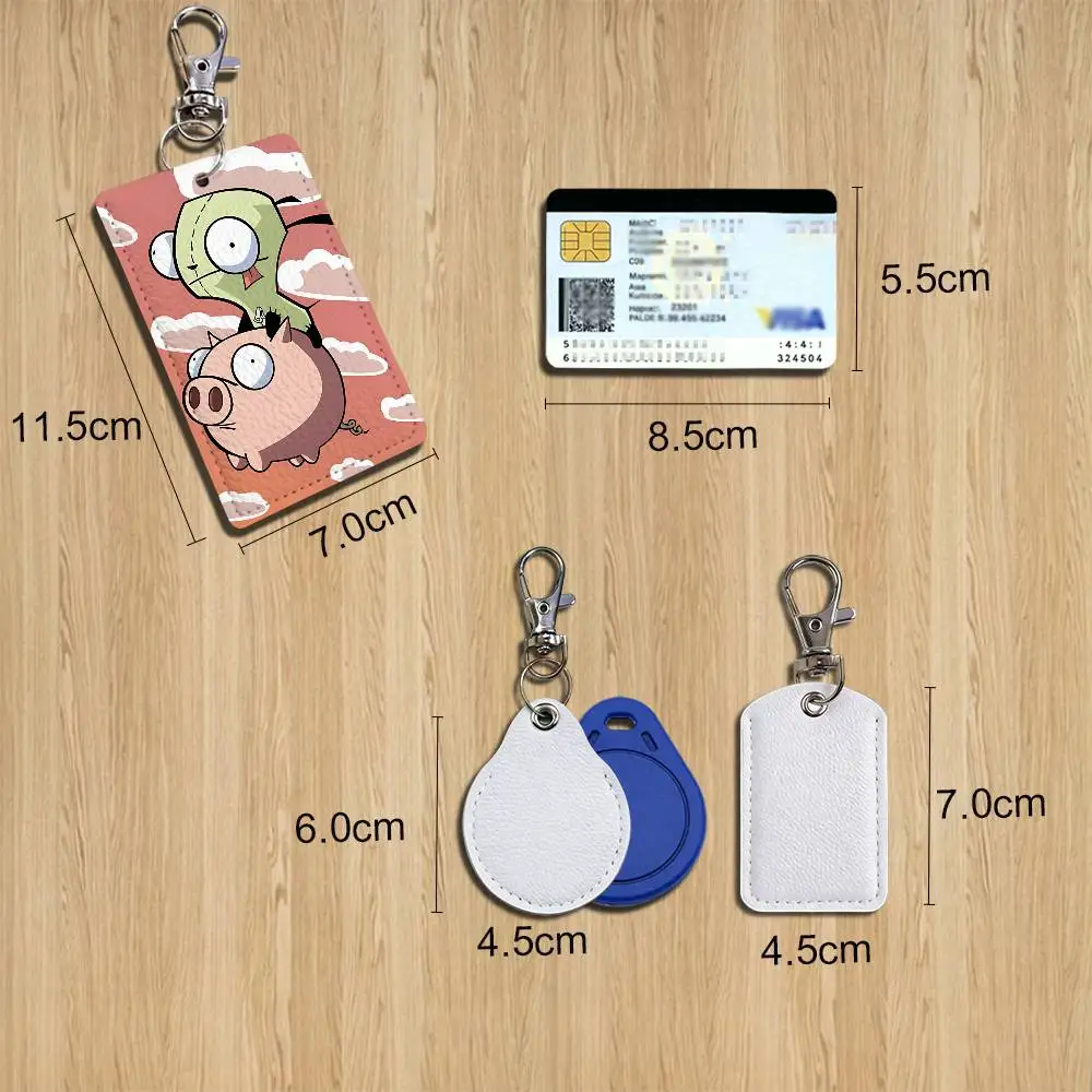 game Classics Alien Invader Zim Leather Keychain Badge Holder with Lanyard - ID/Access Card Holder, Key Ring Accessory Gift
