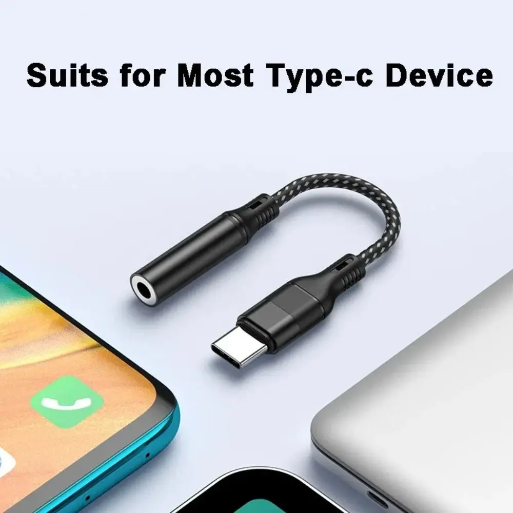 USB Type C Headphone Adapter Cable 3.5 Jack Weave Type-c 3 5 Jack Audio Cable HiFi Digital Decoding USB C To 3.5 MM Jack Adapter