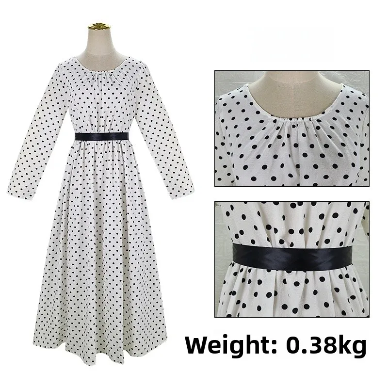 Neues mittelalterliches Polka Dot Dr. Halloween Braun gestreift Bühnenkostüm Retro Tanz Ballkleid Damen Ethnische Kleidung