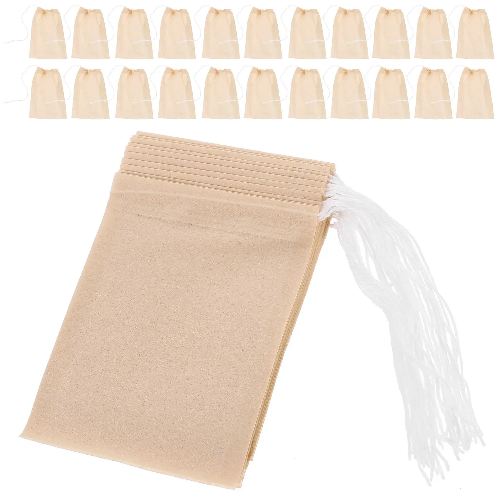 

300pcs Filter Bags 6x8cm iginal Color Drawstring Tea Coffee Strainer Sachets Strainer Bag Empty Infuser Loose Leaf Bag