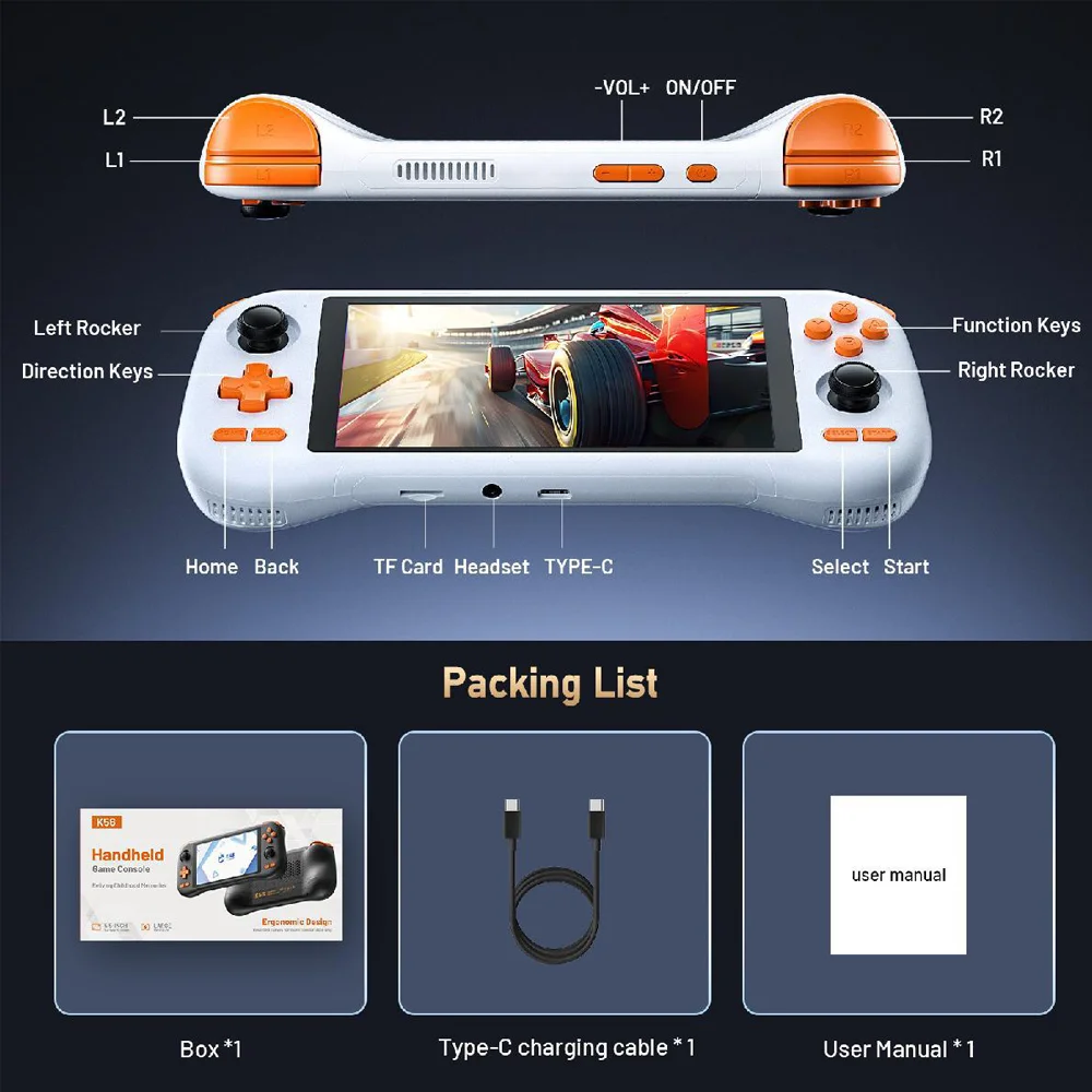 وحدة تحكم ألعاب Tolex K56 بشاشة 5.5 بوصة تعمل باللمس أندرويد 14 ريترو وحدة تحكم ألعاب محمولة T620 6G 128G WiFi 50 + محاكيات DC/MAME/PSP #5