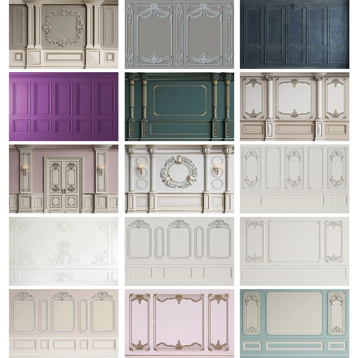 Fondo de fotografía de pared clásico, telón de fondo de pared con patrón tallado de habitación de castillo Vintage, accesorios de retrato familiar para Baby Shower para adultos