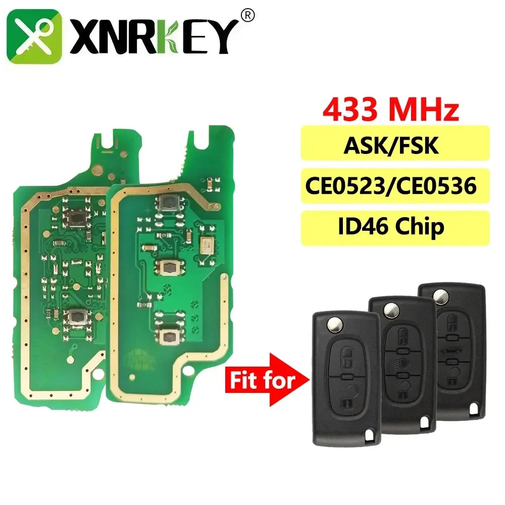 XNRKEY 2/3B Car Key Electronic Circuit Board CE0536 CE0523 ID46 433Mhz ASK/FSK For Peugeot 407 307 308 607 Citroen C2 C3 C4 C5