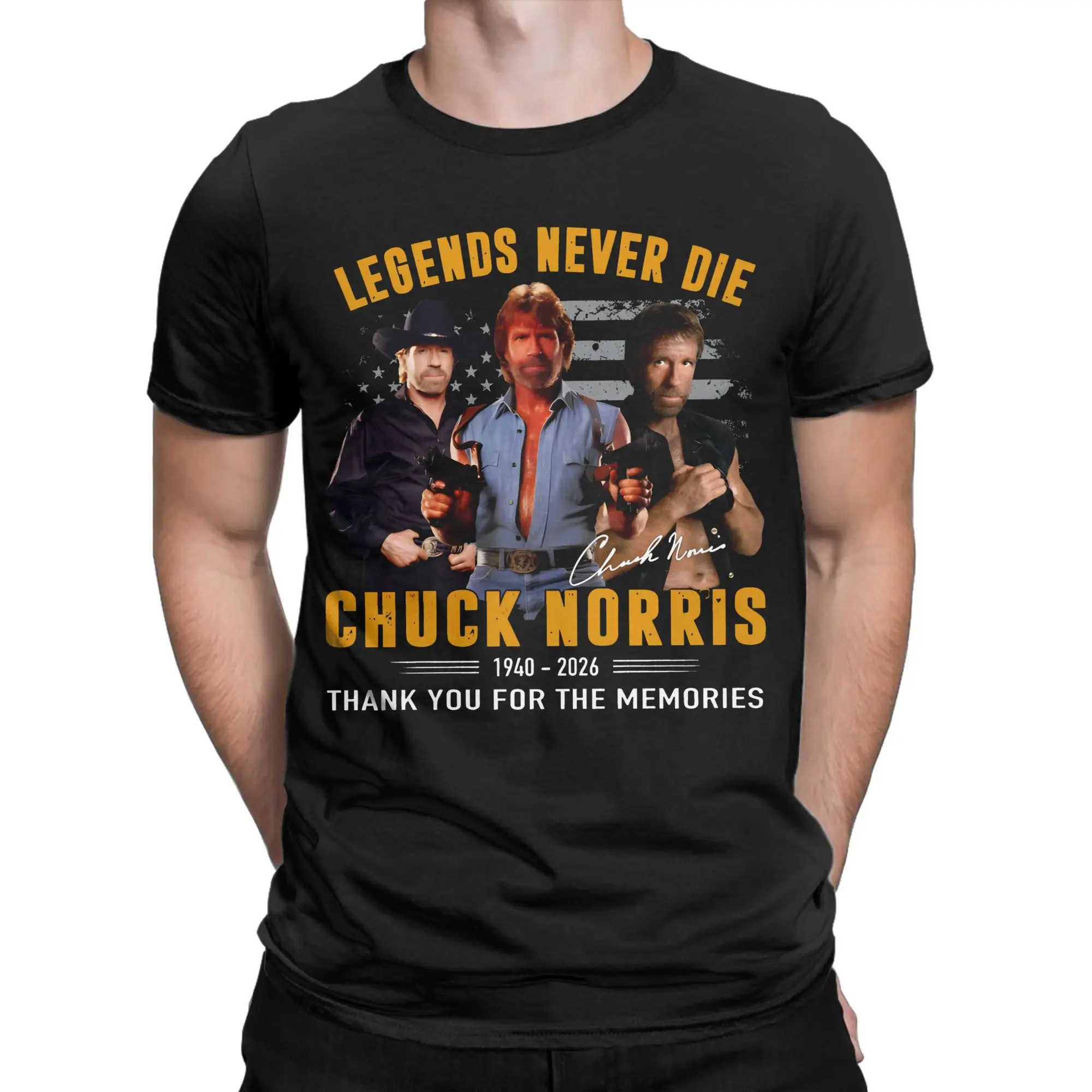 Legends Never Die Chuck-Norris Cotton T-Shirt For Men Summer  Y2K Fun T Shirts Harajuku Tees Big Size Wholesale Clothes