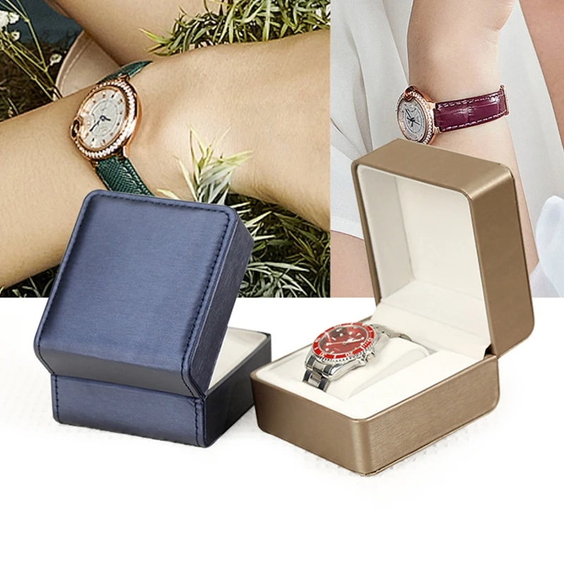 Single Wooden Wrist Watch Box PU Leather Watch Box Single Display Luxury Storage for Case For Wristwatches for Smart Wat image 2