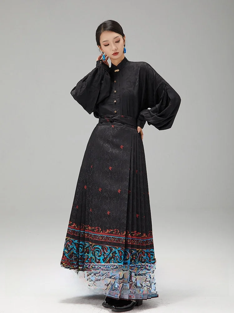 

Anytime Lingyan Ming Dynas Sle Women's Hanfu Reformed Tail Skirt High Waist A-Line Polyester Spring Faion