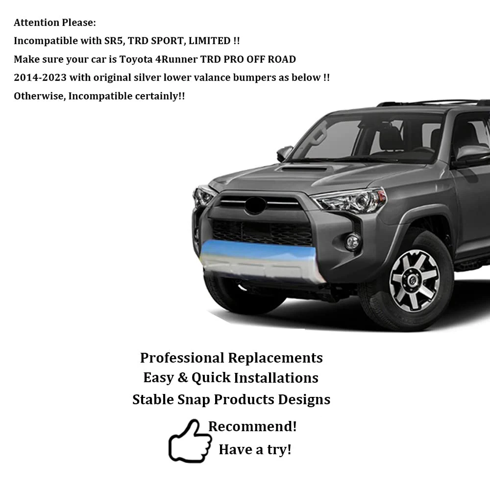 For Toyota 4Runner TRD PRO OFF ROAD 2014-2023 Matt Black Front Rear Lower Valance Panel Bumper Replacements Car Accessories