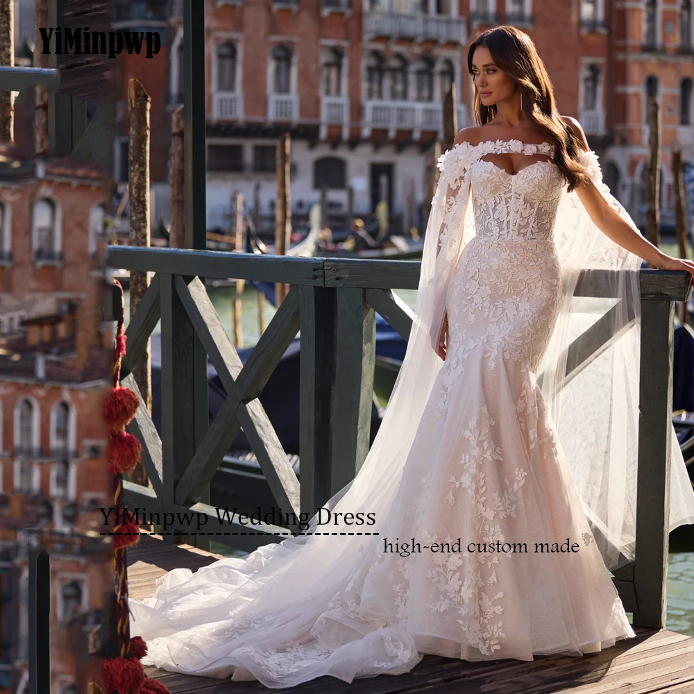 Luxe kanten trouwjurk lieverd zeemeermin strand bruidsjurken glanzende applique trouwjurk vestidos de novia aangepast