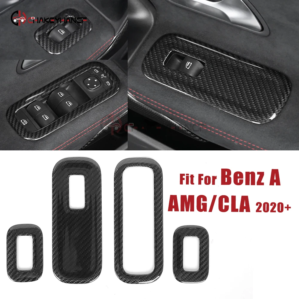 

Carbon Fiber Car Window Lift Switch Button Cover Accessories for Benz A B CLA GLE GLB GLA Class W177 W247 C118 W118 X247 H247