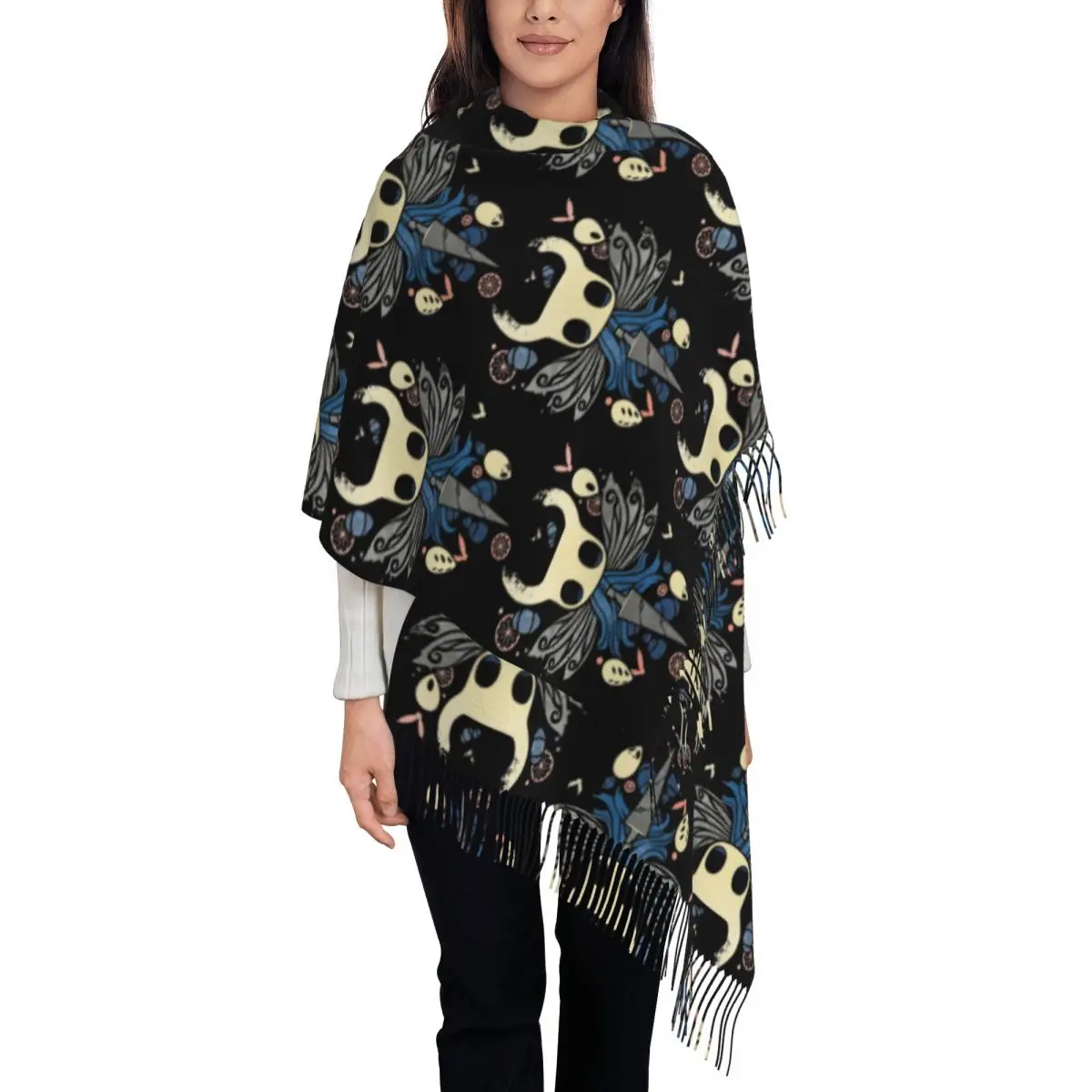 Womens Tassel Scarf Hollow Knight The Knight Long Super Soft Shawl and Wrap Gifts Pashmina Scarves
