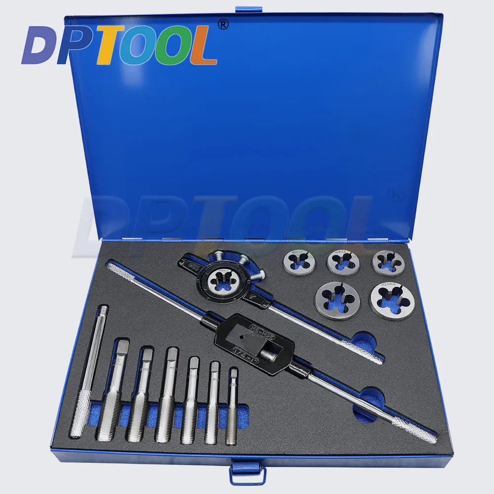 14PCS Metric Tap and Die Set Tool Kit for Creating Repairing Tapping Tools Coarse and Fine Internal Threads and External Threads