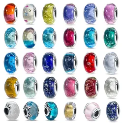 Silver 925 Effervescence Murano Glass Original Colored Beads Fit Original Charm Bracelet Fine Jewelry Diy Gifts  for Women