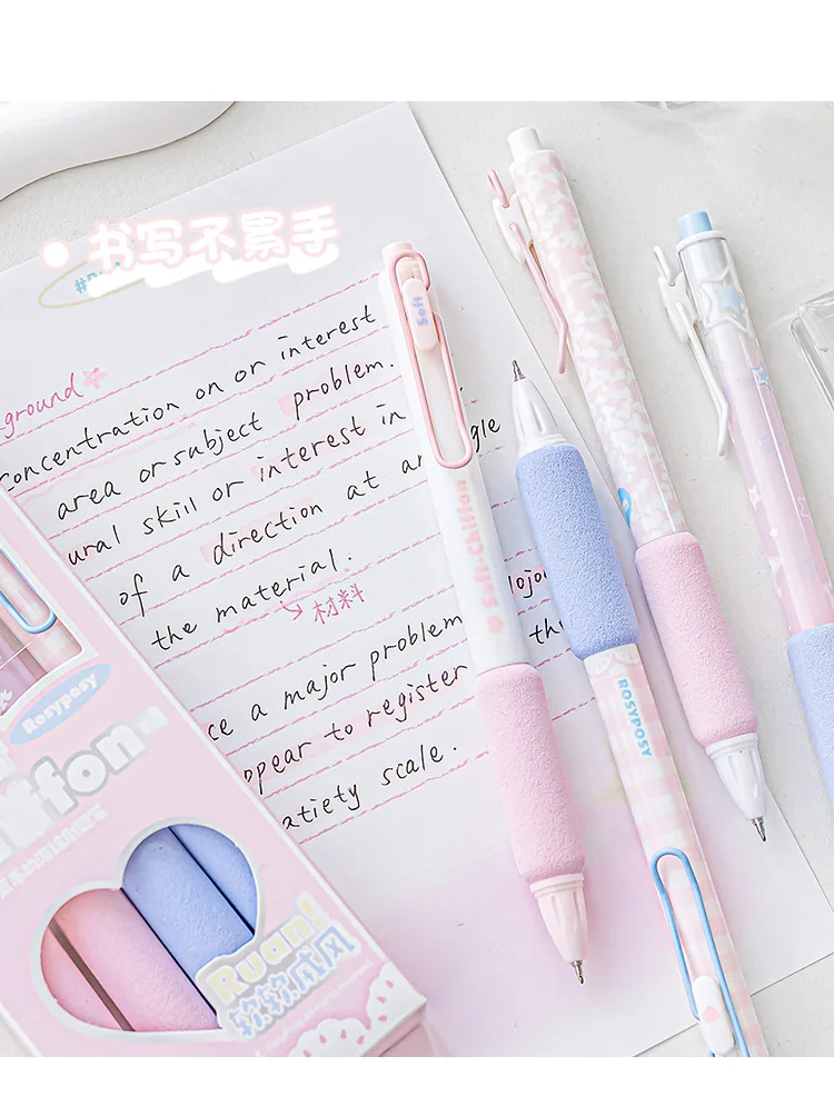 Confezione Da 4 Penne A Inchiostro Gel Con Motivi Floreali - Punta 0,5 Mm, Nero, Meccanismo Retrattile - Design Estetico Per Ragazze E Ufficio
