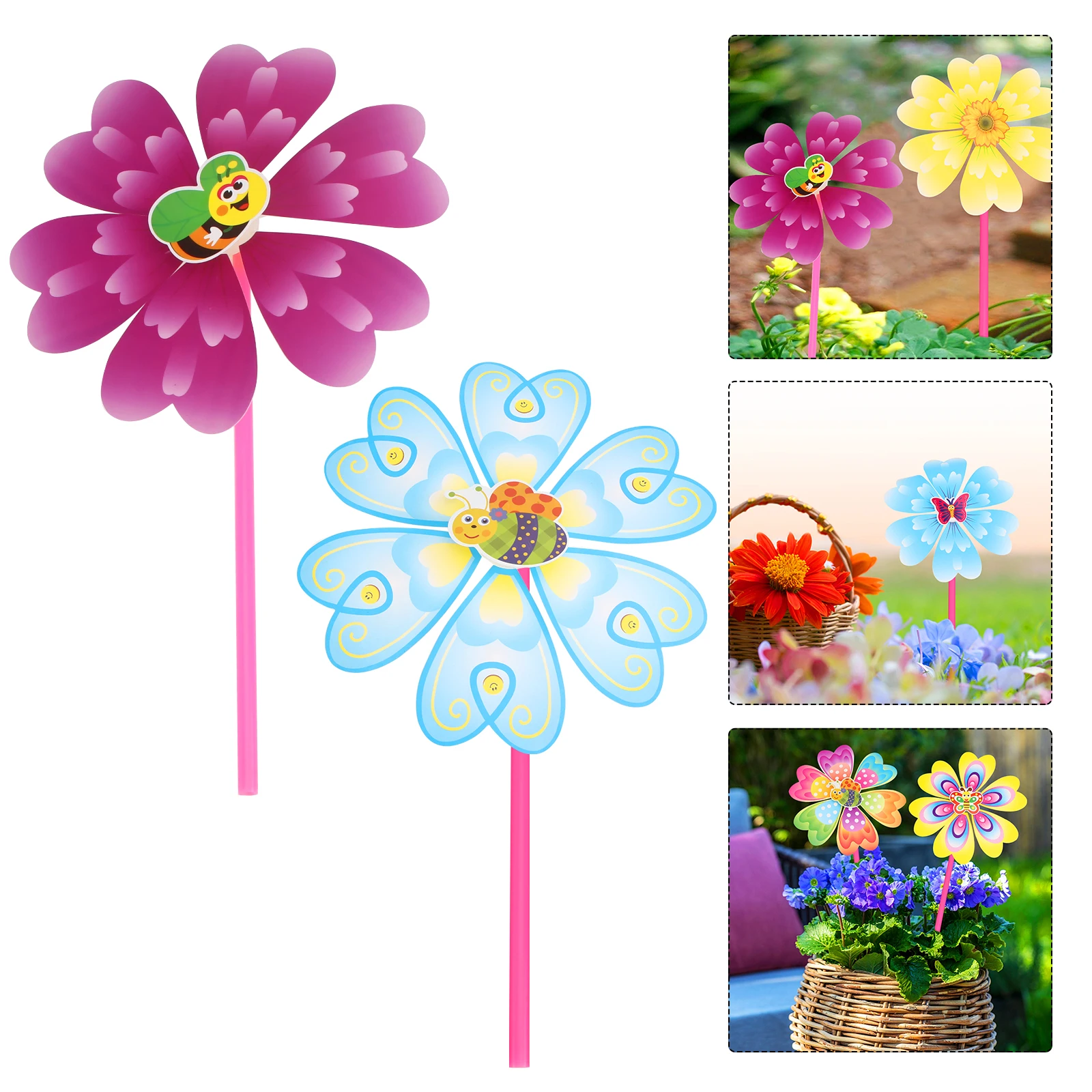 

10pcs Garden Creative Pinwheels Plastic Yard Windmills Decorative Outdoor For Courtyard Playground Kindergarten
