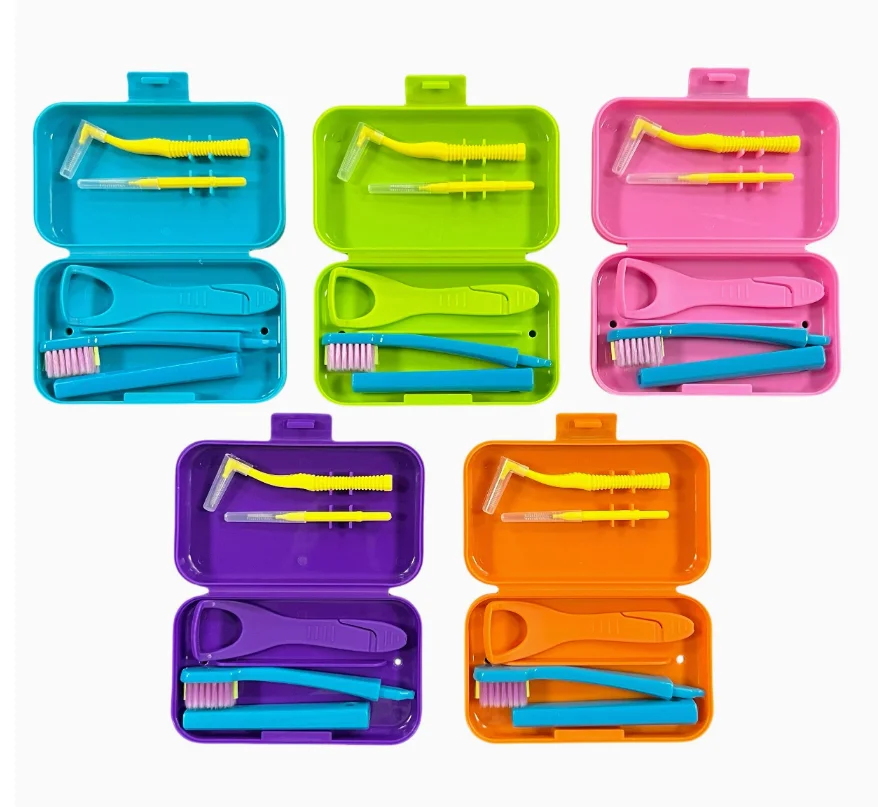 NEW Macaron Color Professional Care Set - Toothpaste, Interdental Brush, Travel Toothbrush, Five-piece Set