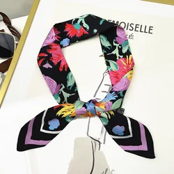 Little Daisy Brand Skinny Silk Scarf Fashion Design Bag Scarves Women Scarf For Ladies Hair Accessories Striped Foulard Headband