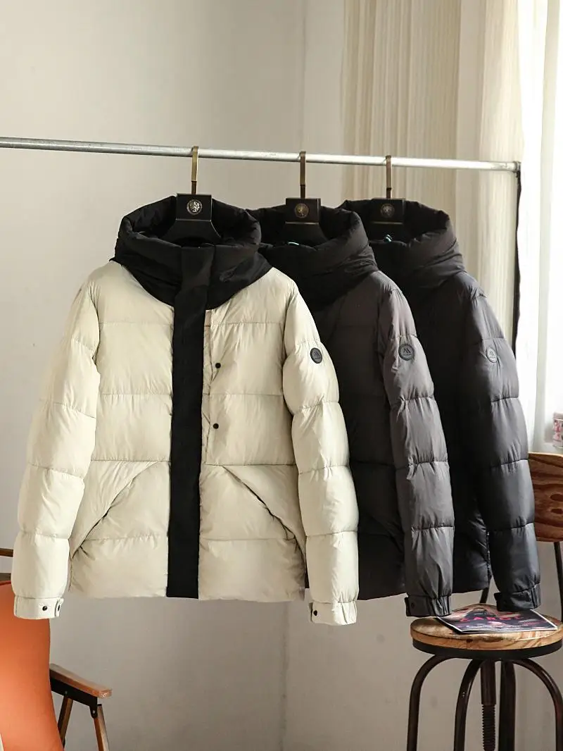 

Winter Thiened 90 White Du down Puffer Jaet Hooded ex Faionable Color Blo Warm Windproof Outerwear Coat