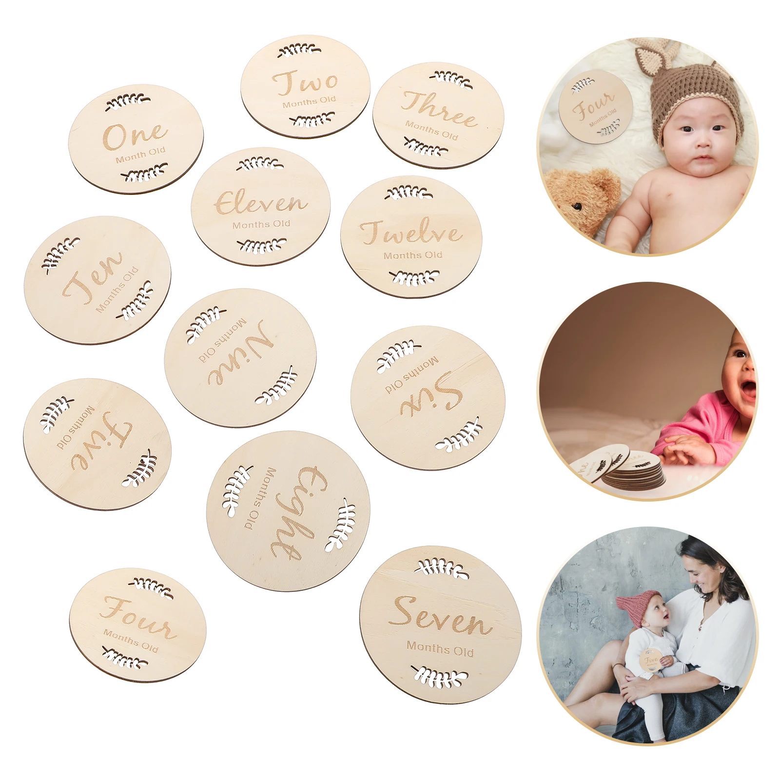 

Baby Milestone 12 Months Baby Milestone Cards Wood Discs Growth Cards Newborn Photo Props Monthly Record Toddler Souvenir