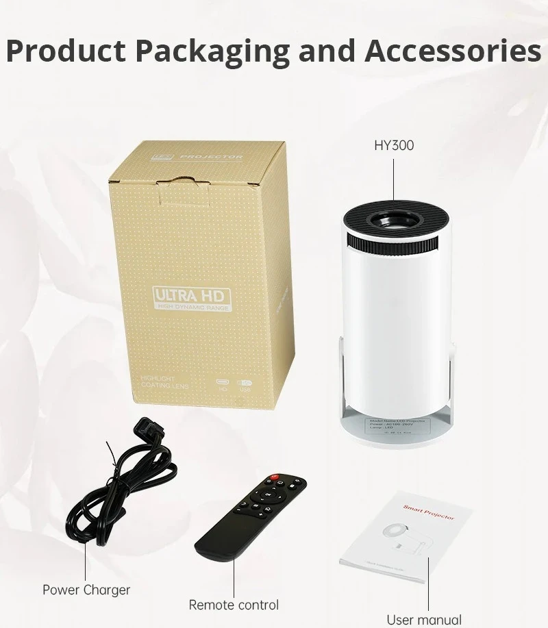 Compact Portable HD Home Projector, Android 11 System Small Home Cinema Video Projector